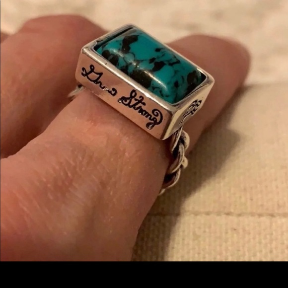 Turquoise Horse Ring rope ring - Picture 3 of 10